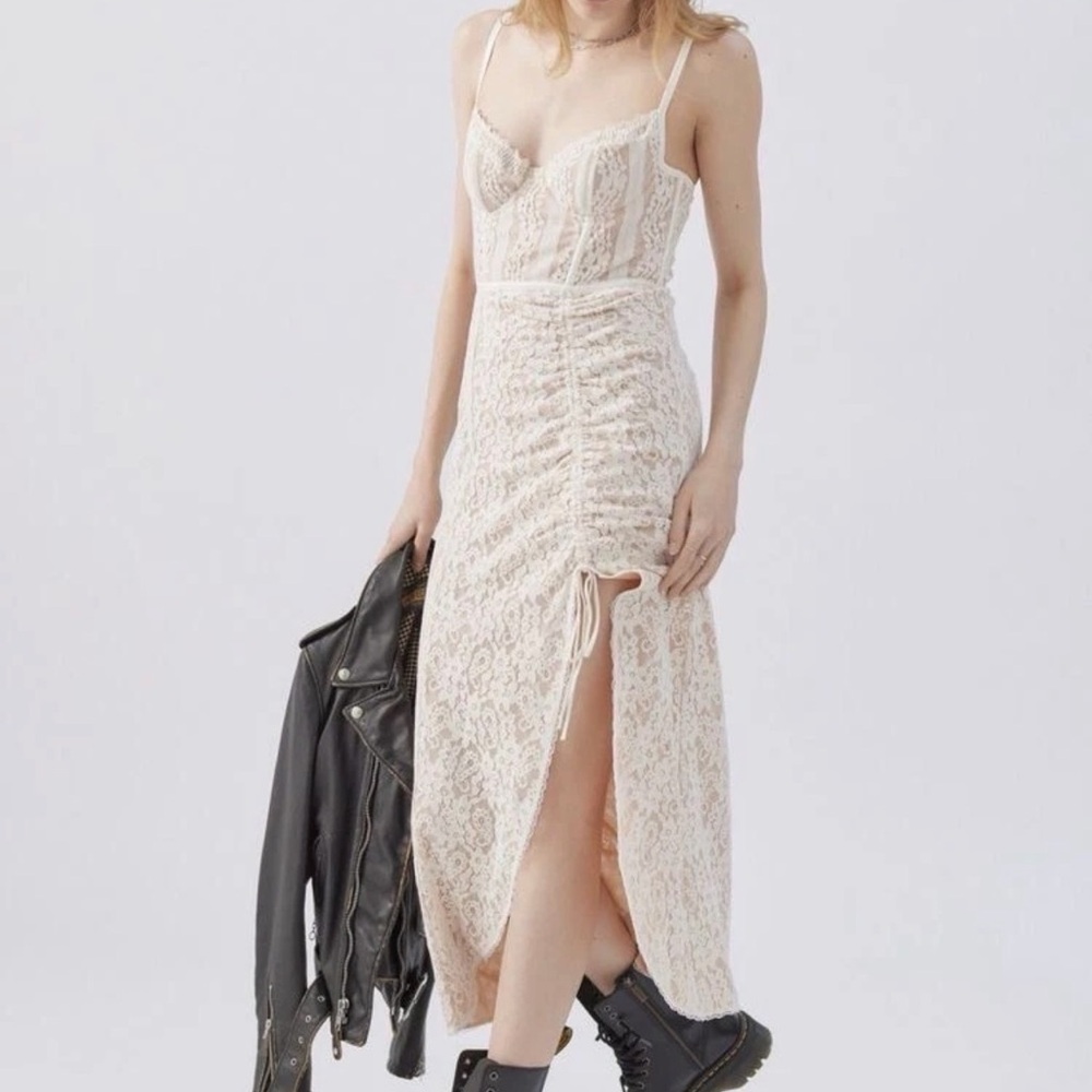 Urban Outfitters Cream Lace Midi Dress